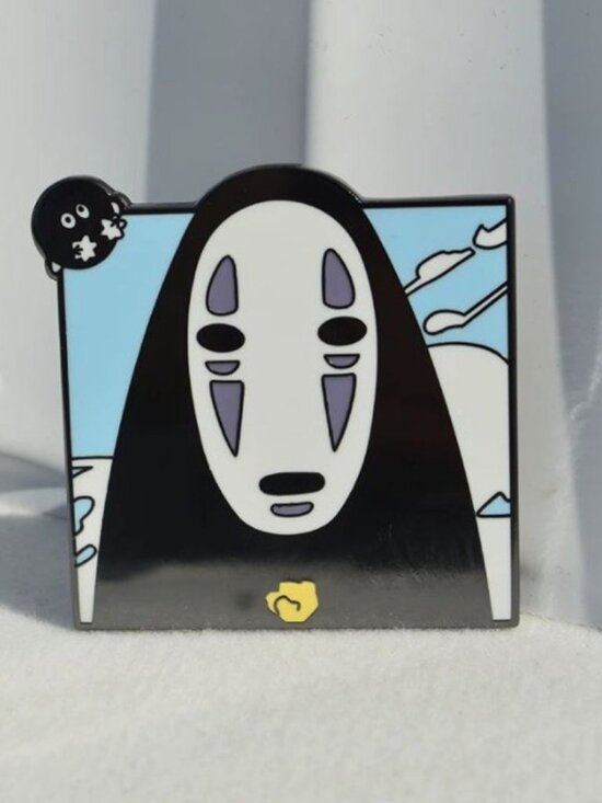 Jewelry - No-Face Enamel Pin – Spirited Away Ghibli Icon with Soot Sprite Accent